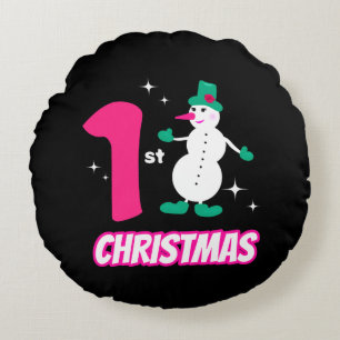 Christmas snowman  round cushion