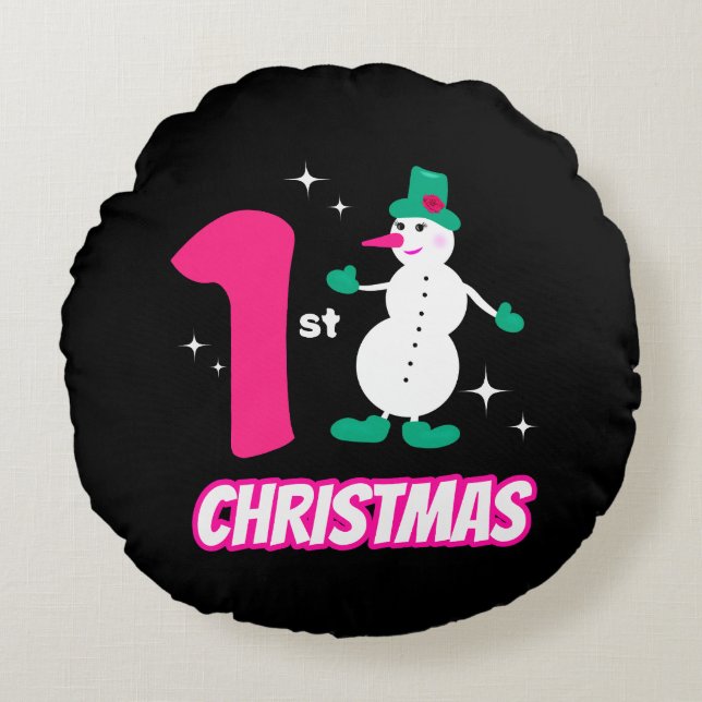 Christmas snowman  round cushion (Front)