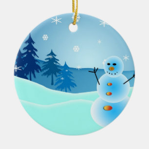 Christmas snowman round ornament