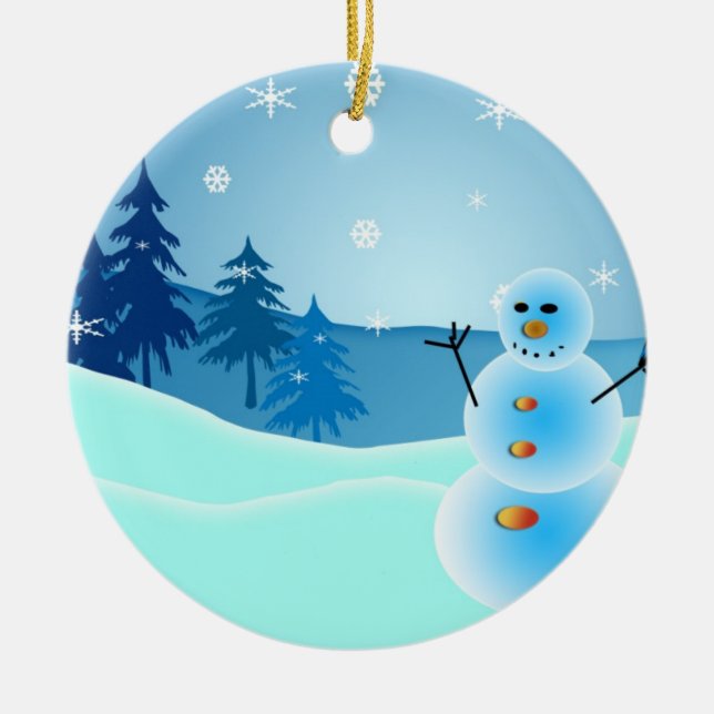 Christmas snowman round ornament (Front)