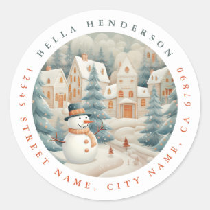 Christmas Snowman Round Stickers