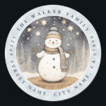Christmas Snowman Round Stickers<br><div class="desc">This image is copyrighted by Lee ArtHaus</div>