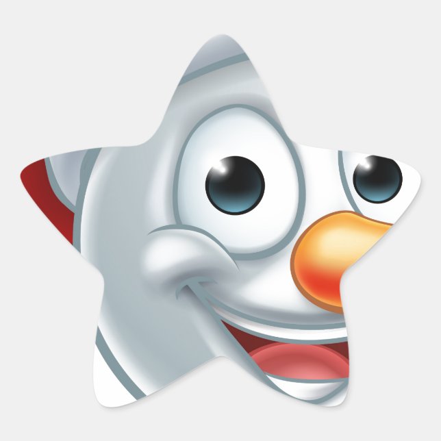 Christmas Snowman Santa Hat Emoji Star Sticker (Front)