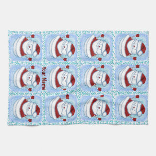Christmas Snowman Santa  Tea Towel