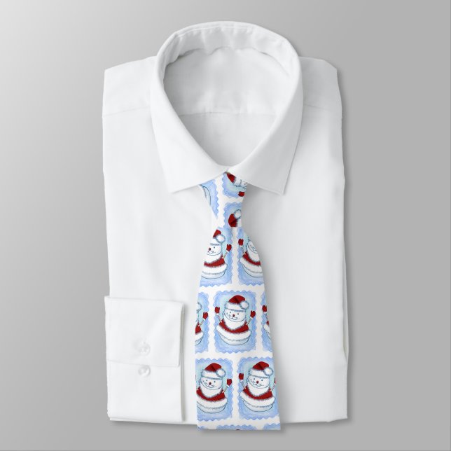 Christmas Snowman Santa Tie (Tied)