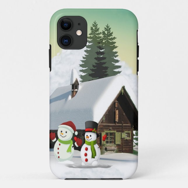 Christmas Snowman Scene Case-Mate iPhone Case (Back)