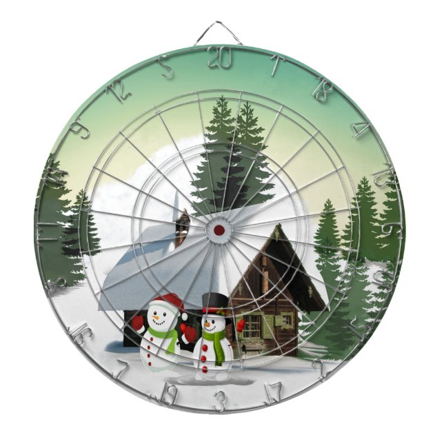 Christmas Snowman Scene Dartboard (Front)