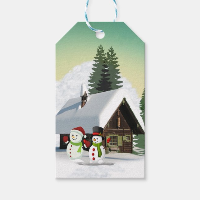 Christmas Snowman Scene Gift Tags (Front)