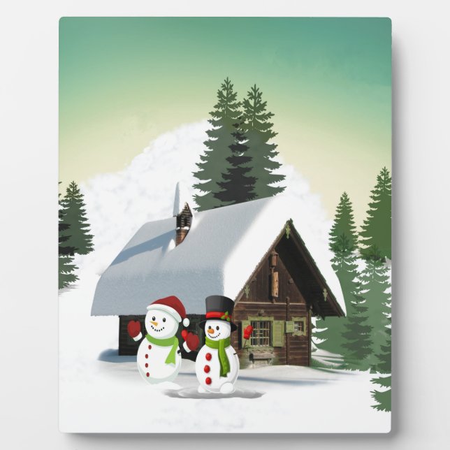 Christmas Snowman Scene Plaque (Front)