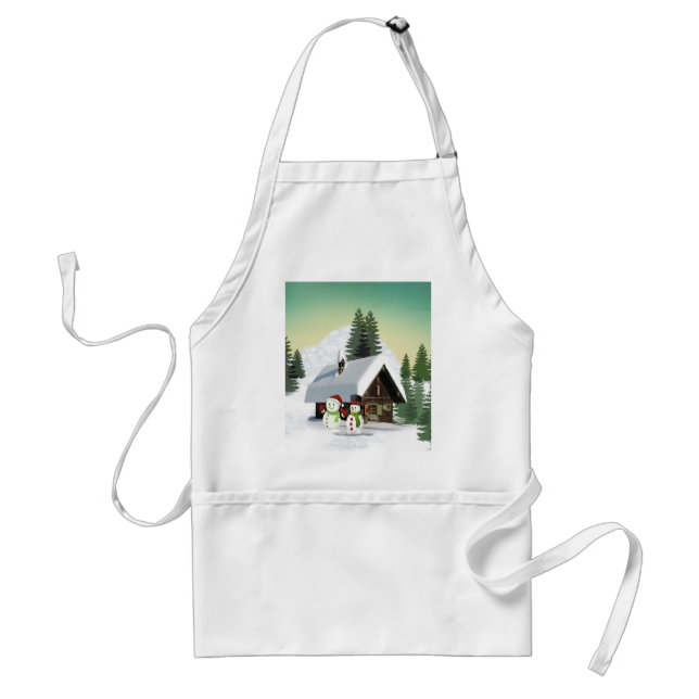 Christmas Snowman Scene Standard Apron (Front)