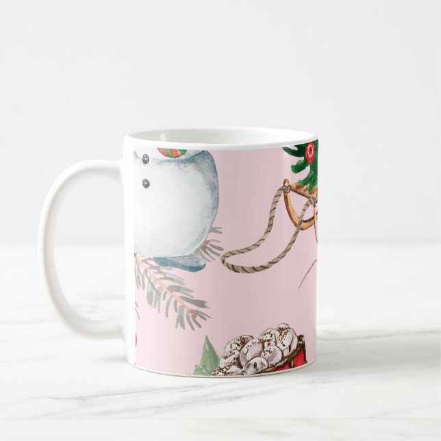 Christmas Snowman Seamless Pattern. Coffee Mug (Left)