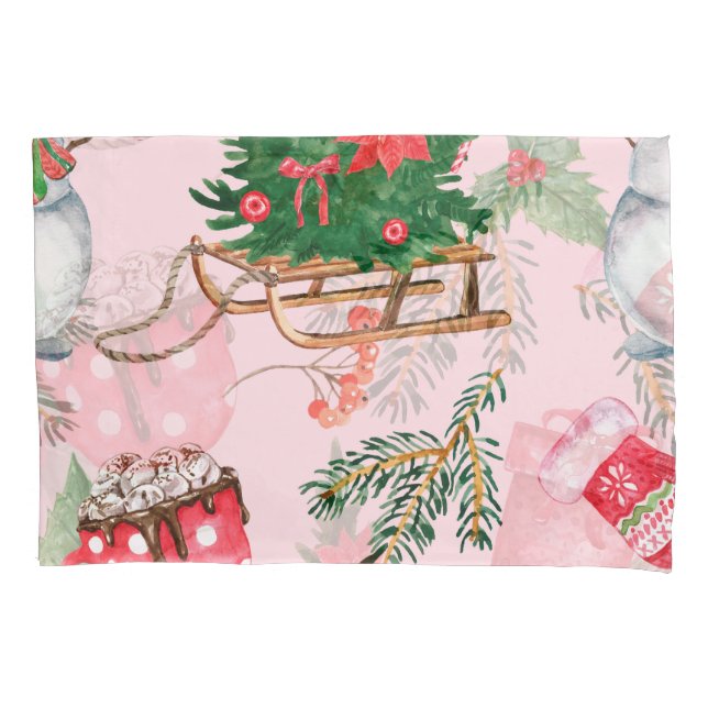 Christmas Snowman Seamless Pattern. Pillowcase (Front)