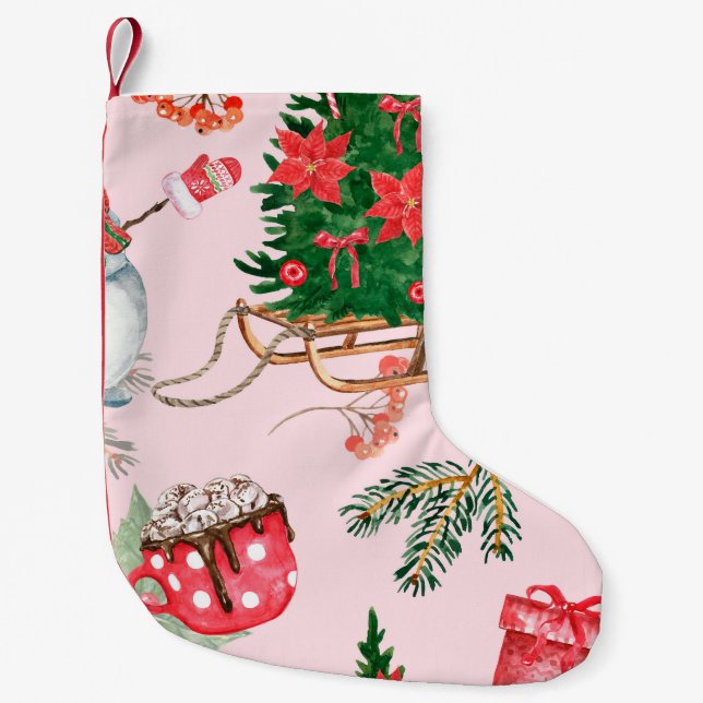 Christmas Snowman Seamless Pattern. Small Christmas Stocking (Front)