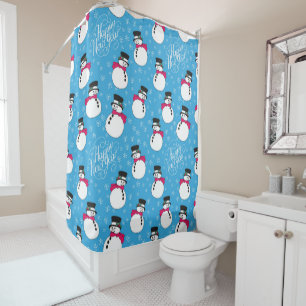 Christmas snowman shower curtain