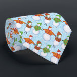 Christmas Snowman Skating on Blue Damask Tie<br><div class="desc">This festive Christmas themed tie features a pattern of adorable snowmen skating in their red and green holiday outfits.  Background is a light blue damask pattern.  Designed by artist © Susan Coffey.</div>