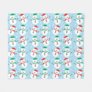 Christmas Snowman Snowflake Pattern Fleece Blanket