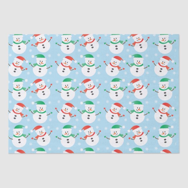 Christmas Snowman Snowflake Pattern Tissue Paper (Front)