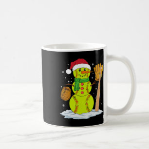 Christmas Snowman Softball Pitcher Boys Kids Teens Coffee Mug