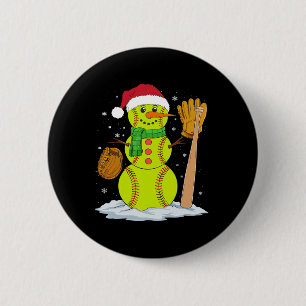 Christmas Snowman Softbyll Pitcher Boys Kids Teens 6 Cm Round Badge