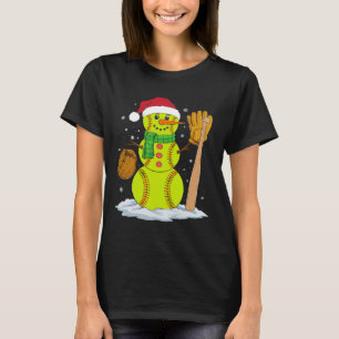 Christmas Snowman Softll Pitcher Boys Kids Teens X T-Shirt