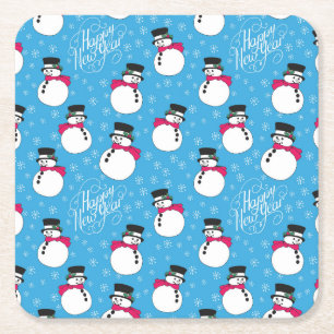 Christmas snowman square paper coaster