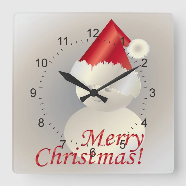 Christmas Snowman Square Wall Clock (Front)