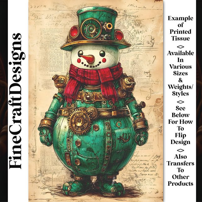 Christmas Snowman Steampunk Vibe BK9 Decoupage Tissue Paper (Creator Uploaded)