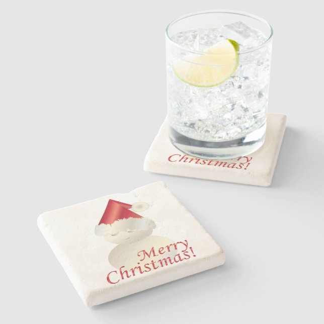 Christmas Snowman Stone Coaster (Side)