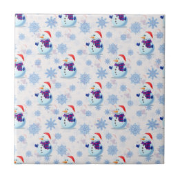 Christmas Snowman Surface Pattern  Ceramic Tile