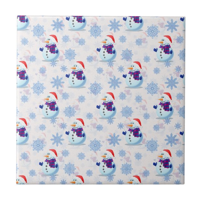 Christmas Snowman Surface Pattern  Ceramic Tile (Front)