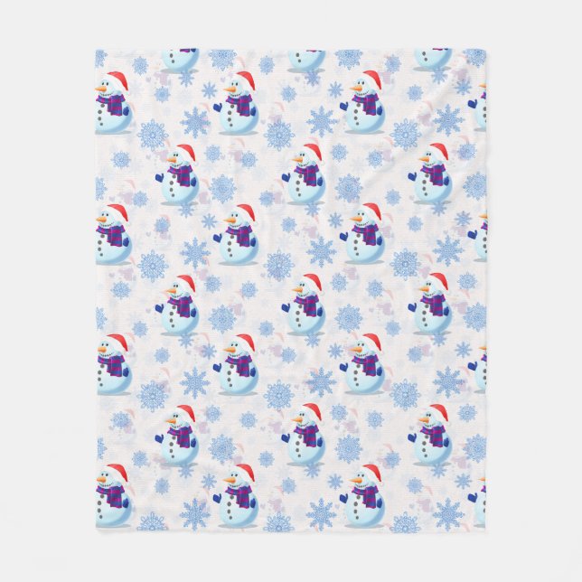 Christmas Snowman Surface Pattern  Fleece Blanket (Front)