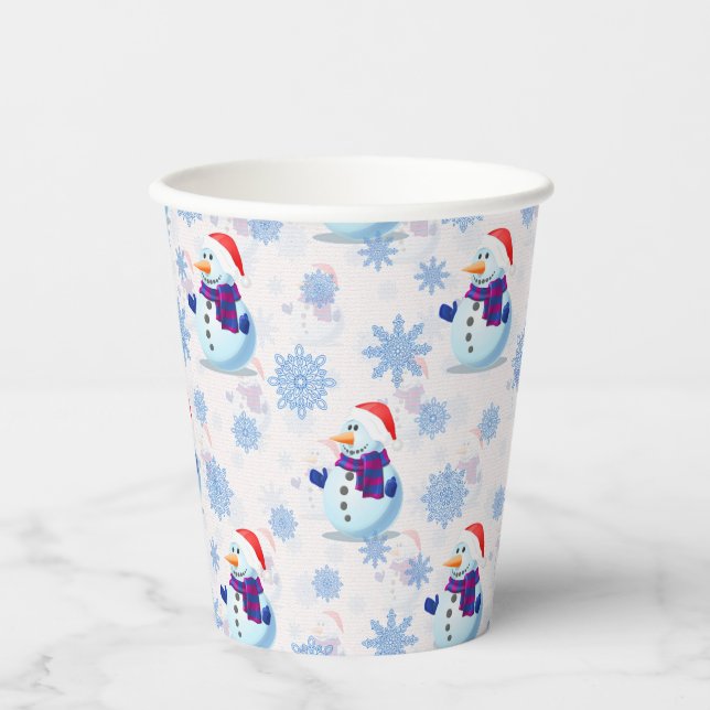 Christmas Snowman Surface Pattern  Paper Cups (Front)