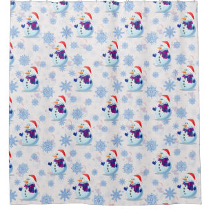 Christmas Snowman Surface Pattern  Shower Curtain