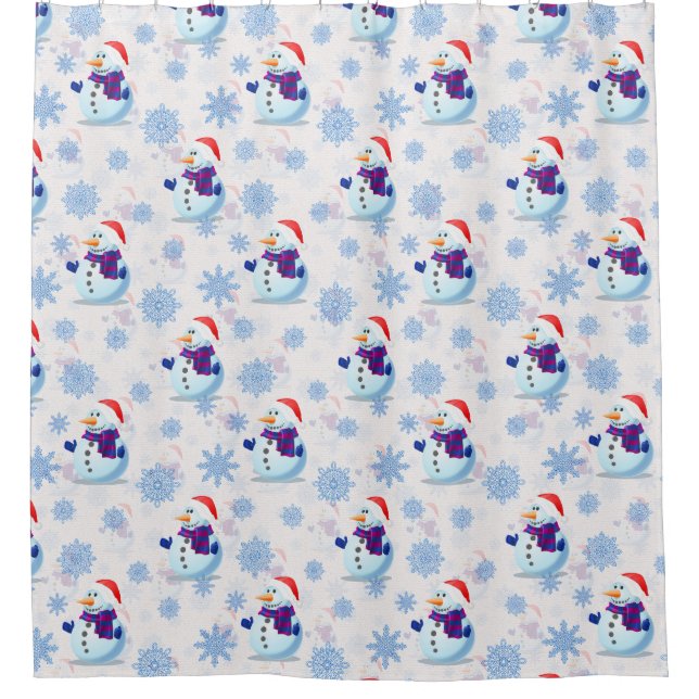 Christmas Snowman Surface Pattern  Shower Curtain (Front)