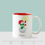 Christmas Snowman  T-Shirt Two-Tone Coffee Mug<br><div class="desc">Christmas snowman. Believe text can be personalised.</div>