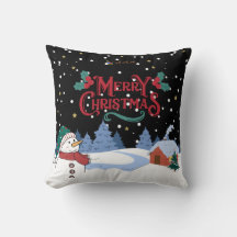 "Christmas Snowman Throw Pillow – Festive Holiday 