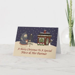 Christmas Snowman To A Special Niece & Partner Holiday Card