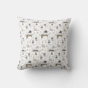 Christmas Snowman, Tree and Mittens Cushion