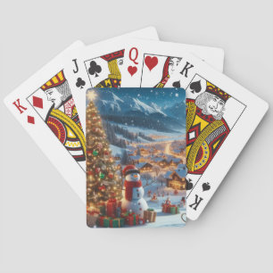 Christmas Snowman Village Playing Cards