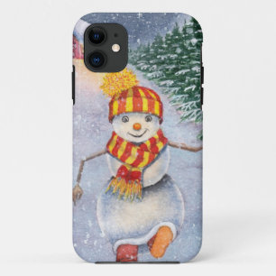 Christmas snowman walking iPhone 11 case