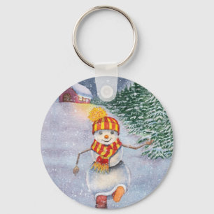 Christmas snowman walking key ring