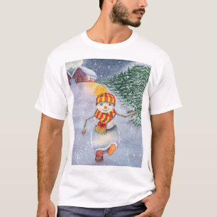 Christmas snowman walking T-Shirt