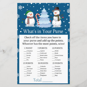 Christmas Snowman What's in your purse game