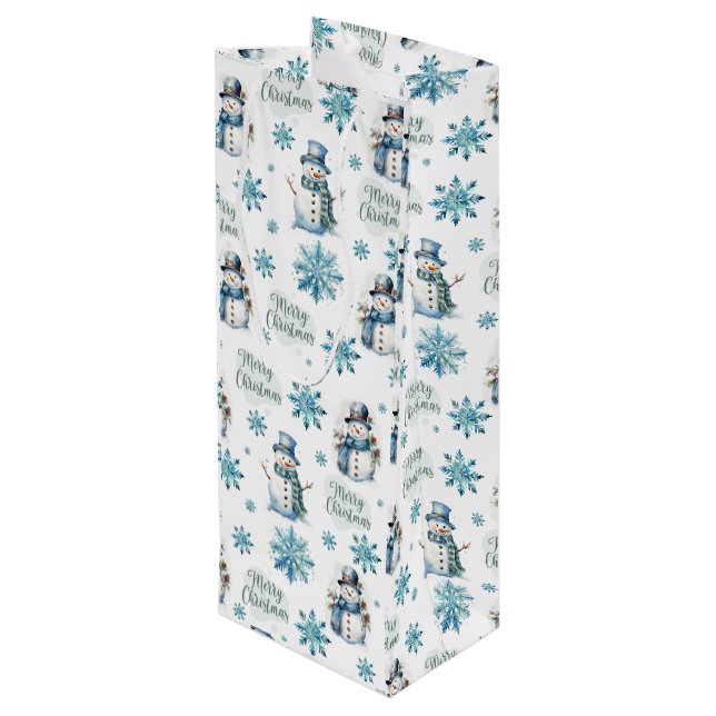 Christmas Snowman Wine Gift Bag (Back Angled)