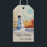 Christmas Snowman Winter Landscape  Gift Tags<br><div class="desc">This design may be personalised in the area provided by changing the photo and/or text. Or it can be customised by clicking Personalise this Template and then choosing the click to customise further option and delete or change the colour of the background, add text, change the text colour or style,...</div>
