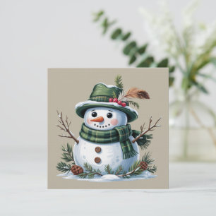 Christmas Snowman Winter Season Holiday Invitation