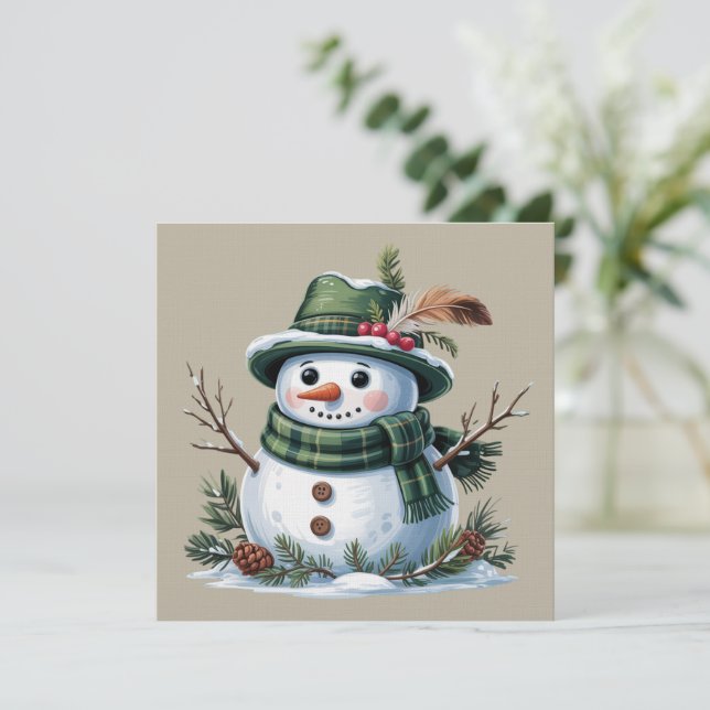 Christmas Snowman Winter Season Holiday Invitation (Standing Front)