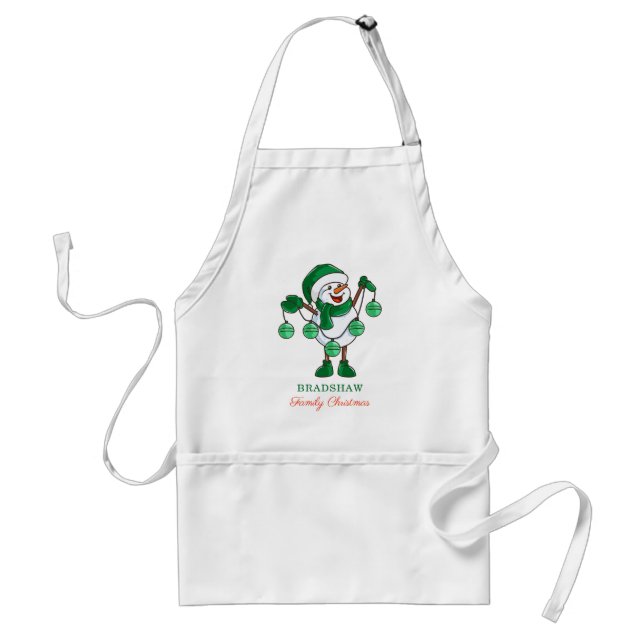 Christmas Snowman with Baubles Family Matching Standard Apron (Front)
