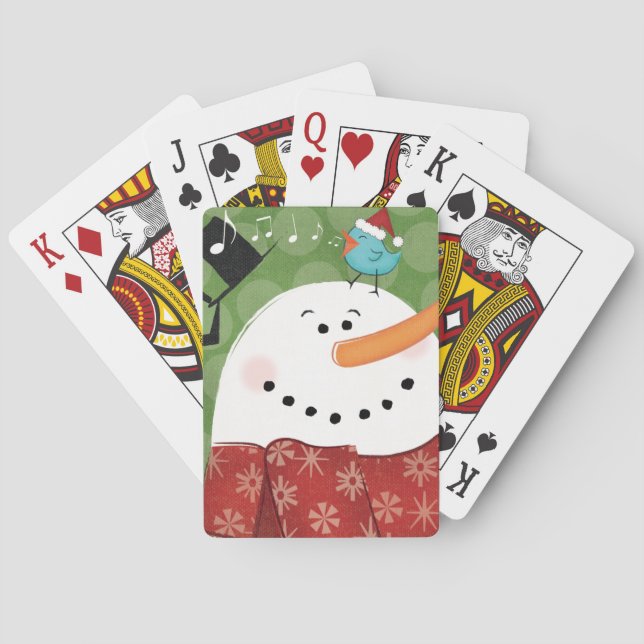 Christmas Snowman with Bird Playing Cards (Back)