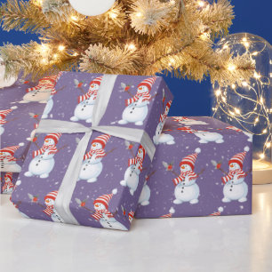 Christmas Snowman with Bird Wrapping Paper